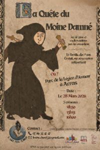 Jeu de piste médiéval. venez à la découverte des savoirs anciens. 1h45 d'immersion au 11éme Siècle avec un soupçon de fantastique. le 28 mars 2026 3 sessions : 9H30 -13h15 et 16H00 sur réservation